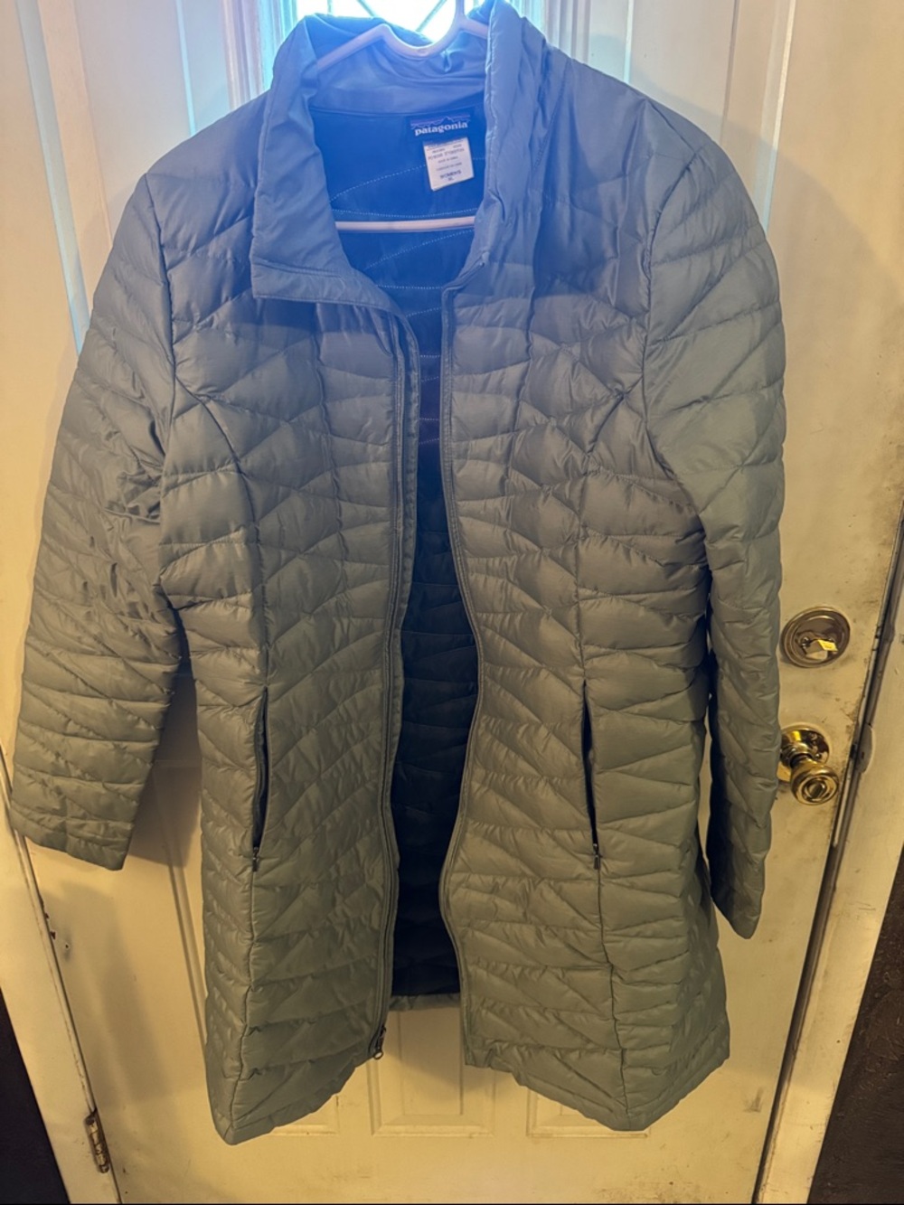 Patagonia Women's Long Quilted Puffer Coat in Gray